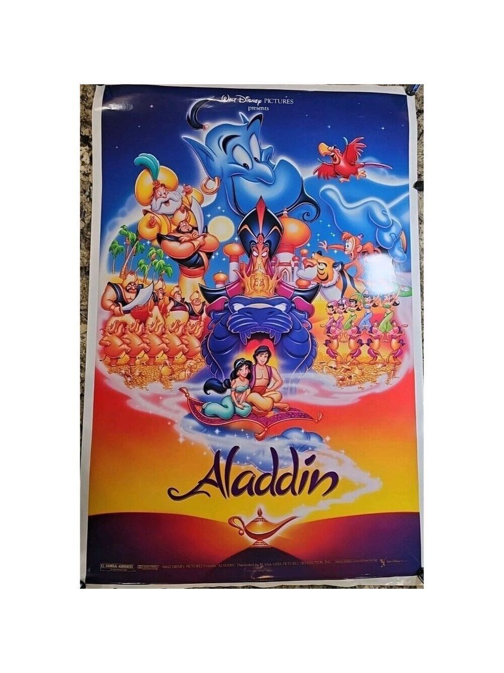 ALADDIN 2 Sided Movie Poster Original DS 27x41 One Sheet DISNEY Animation 1992